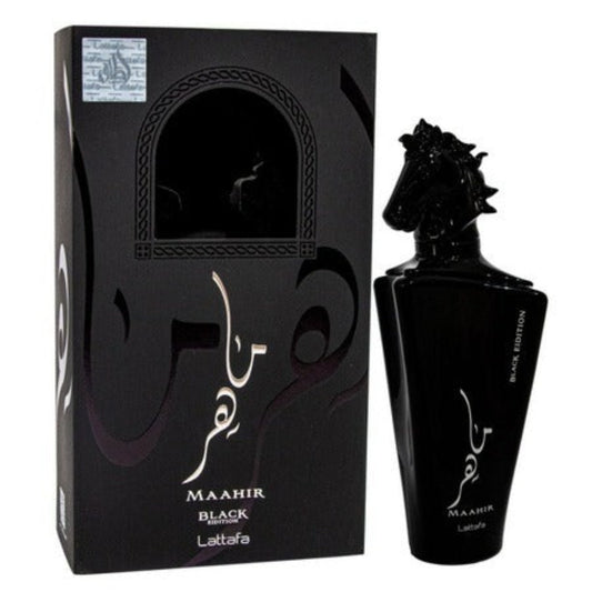 Apa de Parfum Lattafa, Maahir Black Edition, Unisex, 100 ml