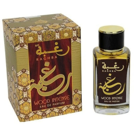 Apa de Parfum Lattafa, Perfumes Raghba Wood Intense, Barbati, 100 ml